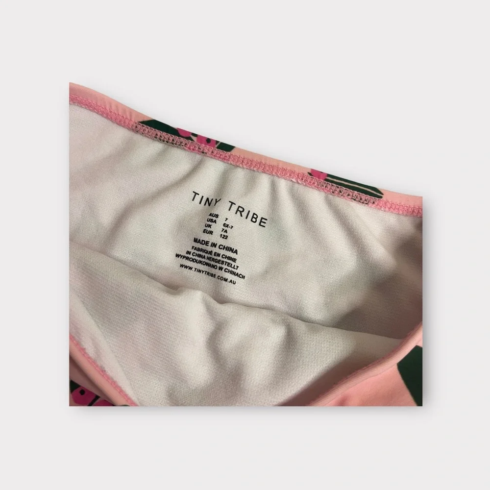 Tiny Tribe Berry Leaf Pattern Pink Ruffle Swim Bottom